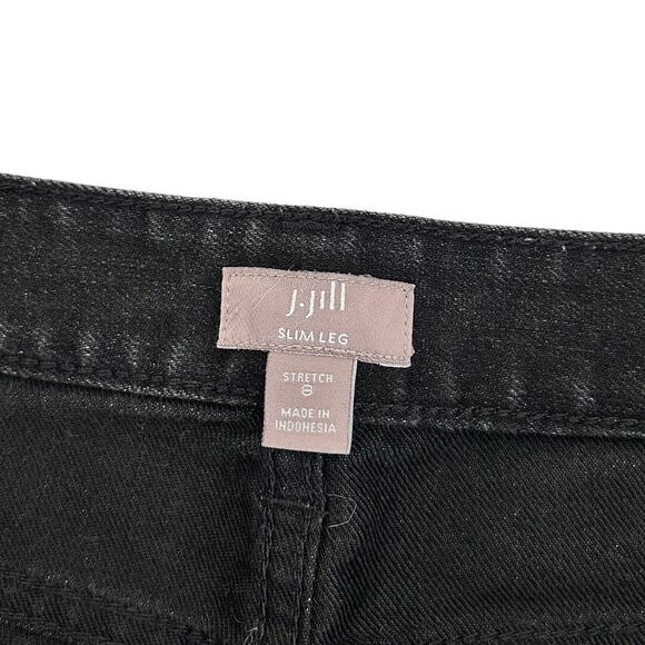 J. Jill Black Slim Leg Raw Hem Jeans Sz 8 - Picture 2 of 5